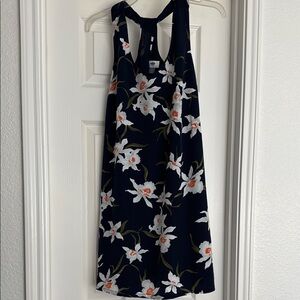 Navy Floral Sleeveless Dress